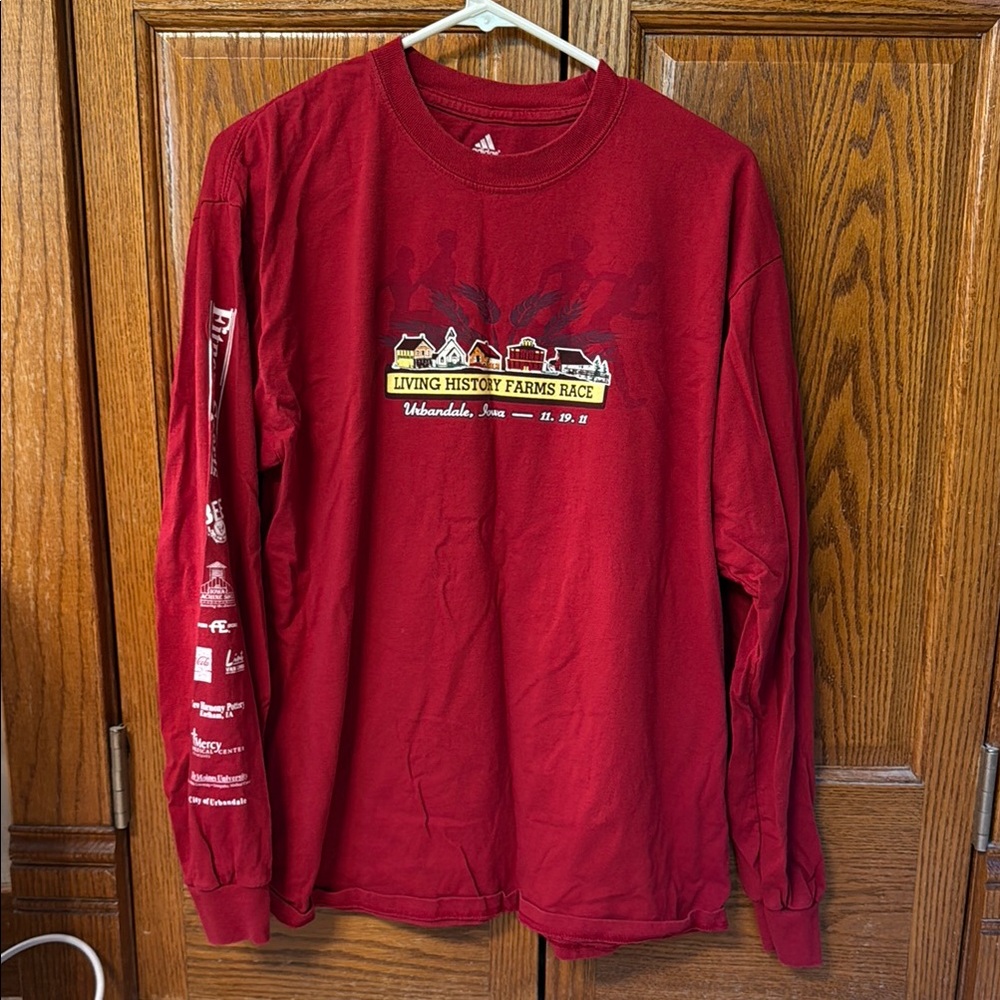 2011 Living History Farms Race - Adidas Red Long Sleeve Tee Size medium